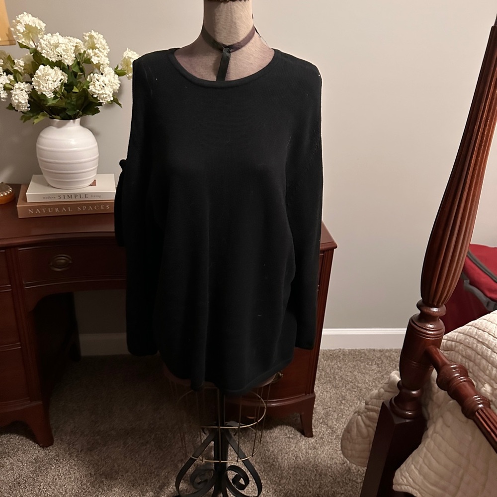 J. Jill Classic Black Knit Top